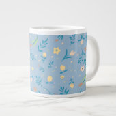 Niedlich Moderne Muster Natur Blauer Vintag Jumbo-Tasse (Vorderseite Rechts)