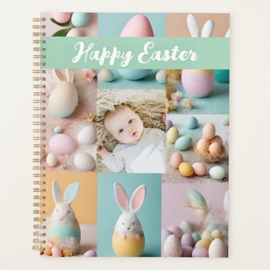 Niedlich Moderne Ostercollage Pastel Scrapbook Fot Planer (Vorderseite)