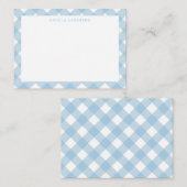 Niedlich Moderne Pastel Light Blue Gingham Kariert Mitteilungskarte (Vorne/Hinten)