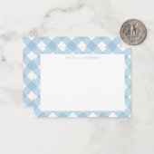 Niedlich Moderne Pastel Light Blue Gingham Kariert Mitteilungskarte (Vorderseite/Rückseite Beispiel)