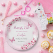 Niedlich Moderne rosa Blumenschmetterlingsmädchen Pappteller (Party)