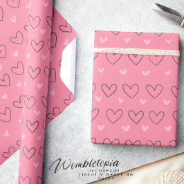 Niedlich Moderne rosa Liebe Herz Geschenkpapier