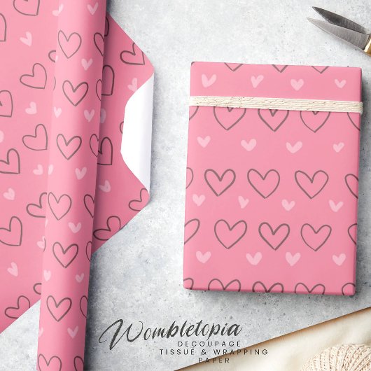 Niedlich Moderne rosa Liebe Herz Geschenkpapier