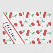 Niedlich Moderne Rote Kirschen Elegant Mit Monogra Golfhandtuch (Horizontal)