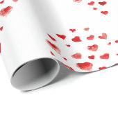 Niedlich Moderne rote Wasserfarbenherzen Geschenkpapier (Rolleneckpunkt)