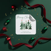 Niedlich Moderne rustikale Weihnachtsbaumtypografi Quadratischer Aufkleber
