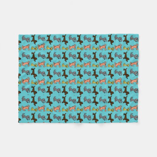 Niedlich Moderne, stilvolle Hunde Blau Fleecedecke (Vorderseite (Horizontal))