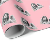 Niedlich Moderne Vintage Engel Rosa Geschenkpapier (Rolleneckpunkt)