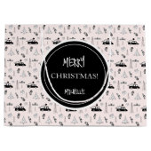Niedlich Moderne Weihnachten Schwarz/Weiß Personal Große Geschenktüte (Vorderseite)