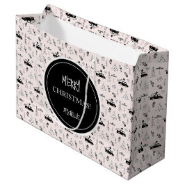 Niedlich Moderne Weihnachten Schwarz/Weiß Personal Große Geschenktüte