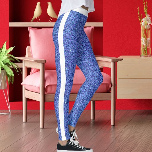 Niedlich Moderner blauer Glitzer Glitzern Weiße St Leggings