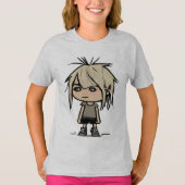 Niedlich Moderner Cartoon Girl Art Zeichnend Kinde T-Shirt (Vorderseite)