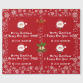 Niedlich Moderner Weihnachtsmann Snowflakes Person Geschenkpapier (Flach)