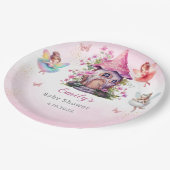 Niedlich Moderner Zauberhafter Frischrosa Blumenga Pappteller (Schrägansicht)