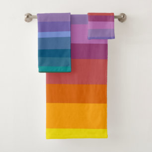 Niedlich Modernes Abstraktes Rainbow Stripes Art Badhandtuch Set
