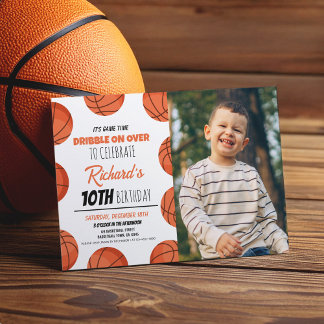 Niedlich Modernes Basketball Sport Kinder Foto Geb Einladung