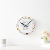 Niedlich Modernes Blumenspiel Liebe Runde Wanduhr (Zuhause)