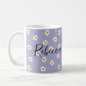 Niedlich Modernes Daisy Muster Lila Personalisiert Kaffeetasse (Links)