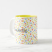Niedlich-Modernes Drehbuch Polka Dot Zweifarbige Tasse (Vorderseite Links)