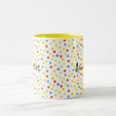 Niedlich-Modernes Drehbuch Polka Dot Zweifarbige Tasse (Mittel)