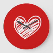 Niedlich Modernes, einzigartiges Rotes Herz Elegan Große Wanduhr (Vorderseite)