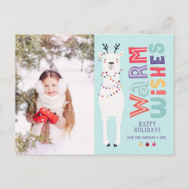 Niedlich Modernes Foto des Lama String Lights Feiertagspostkarte