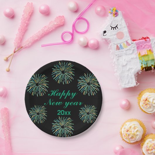 Niedlich Modernes funkelndes Schwarzes Glück Neues Pappteller (Party)