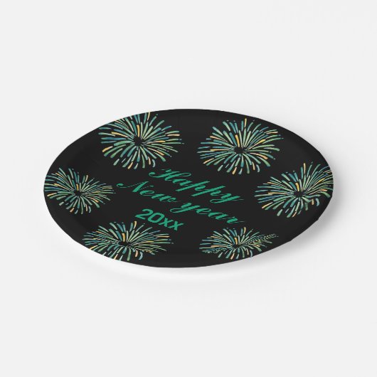 Niedlich Modernes funkelndes Schwarzes Glück Neues Pappteller (Schrägansicht)