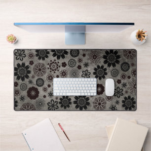 Niedlich Modernes, Girly Cooles Blumenmuster Grau Schreibtischunterlage