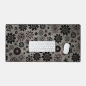 Niedlich Modernes, Girly Cooles Blumenmuster Grau Schreibtischunterlage (Tastatur & Maus)