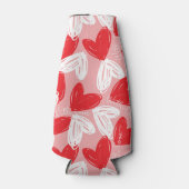 Niedlich Modernes Herz-Muster in Rot und Weiß Flaschenkühler (Vorderseite)