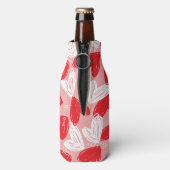 Niedlich Modernes Herz-Muster in Rot und Weiß Flaschenkühler (Flasche Rückseite)