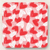 Niedlich Modernes Herz-Muster in Rot und Weiß Getränkeuntersetzer (Vorderseite)