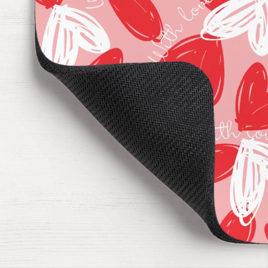 Niedlich Modernes Herz-Muster in Rot und Weiß Mousepad (Ecke)