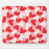 Niedlich Modernes Herz-Muster in Rot und Weiß Mousepad (Vorne)