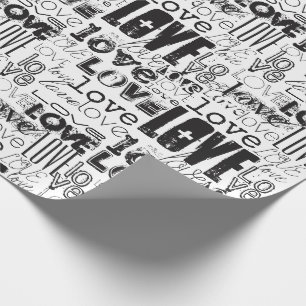 Niedlich Modernes Muster Schwarz-weißer Liebe Geschenkpapier