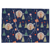 Niedlich Modernes Navy Funny Christmas Foto Große Geschenktüte (Rückseite)