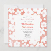 Niedlich Modernes Retro Rosa Daisy Floral Einladung (Vorderseite)