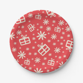 Niedlich Modernes Rotweihnachtsmuster Pappteller