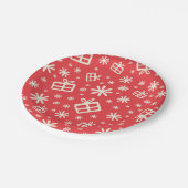 Niedlich Modernes Rotweihnachtsmuster Pappteller (Schrägansicht)