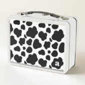 Niedlich modernes Schwarz-Weiß-Kuh-Muster Mit Mono Metall Brotdose (Rückseite)