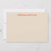 Niedlich Modernes Sommerorange Streifen Personalis Mitteilungskarte (Vorderseite)