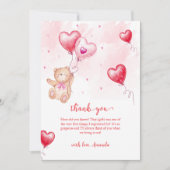 Niedlich Modernes Teddy Bären Herzchen Ballon Baby Dankeskarte (Vorderseite)