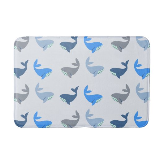 Niedlich Modernes Whale Illustriertes Muster Blau Badematte (Vorderseite)