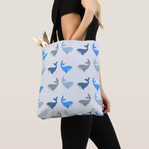 Niedlich Modernes Whale Illustriertes Muster Blau Tasche