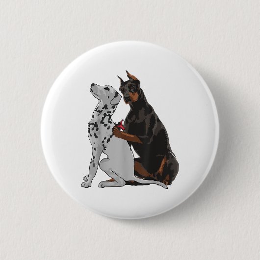 Niedlich modischer Doberman Tattooing Dalmatiner H Button (Vorderseite)