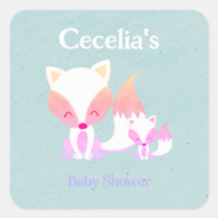 Niedlich Momma Fox und Baby Fox Babydusche nach Ma Quadratischer Aufkleber