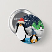 Niedlich Mommy & Baby Santa Penguins Button (Vorne & Hinten)