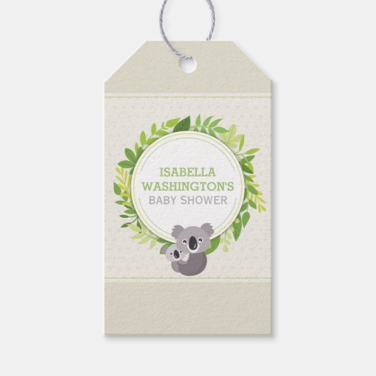 Niedlich Mommy Koala & Baby Koala Babydusche Geschenkanhänger (Vorderseite)