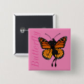 NIEDLICH MONARCH BUTTERFLY LADY SQUARE BUTTON (Vorne & Hinten)